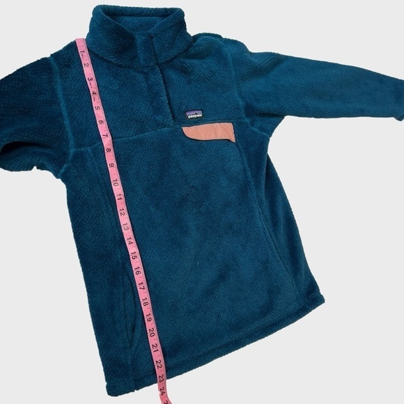 Patagonia Girls Re-Tool Snap-T Fleece Pullover Polartec in Teal Blue Size Large - Picture 10 of 13